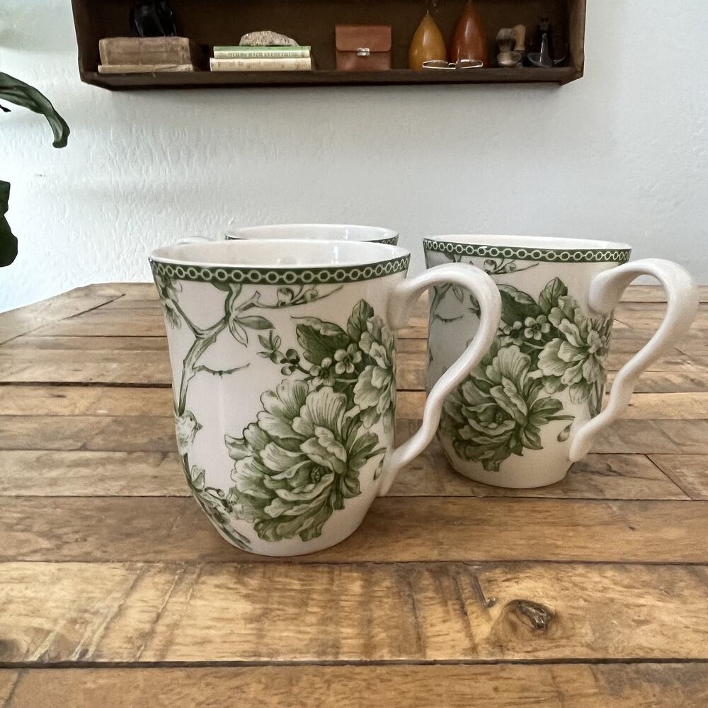 222 Fifth Adelaide Moss Green Mugs 4 1/4" Set of 3 - Picture 7 of 10